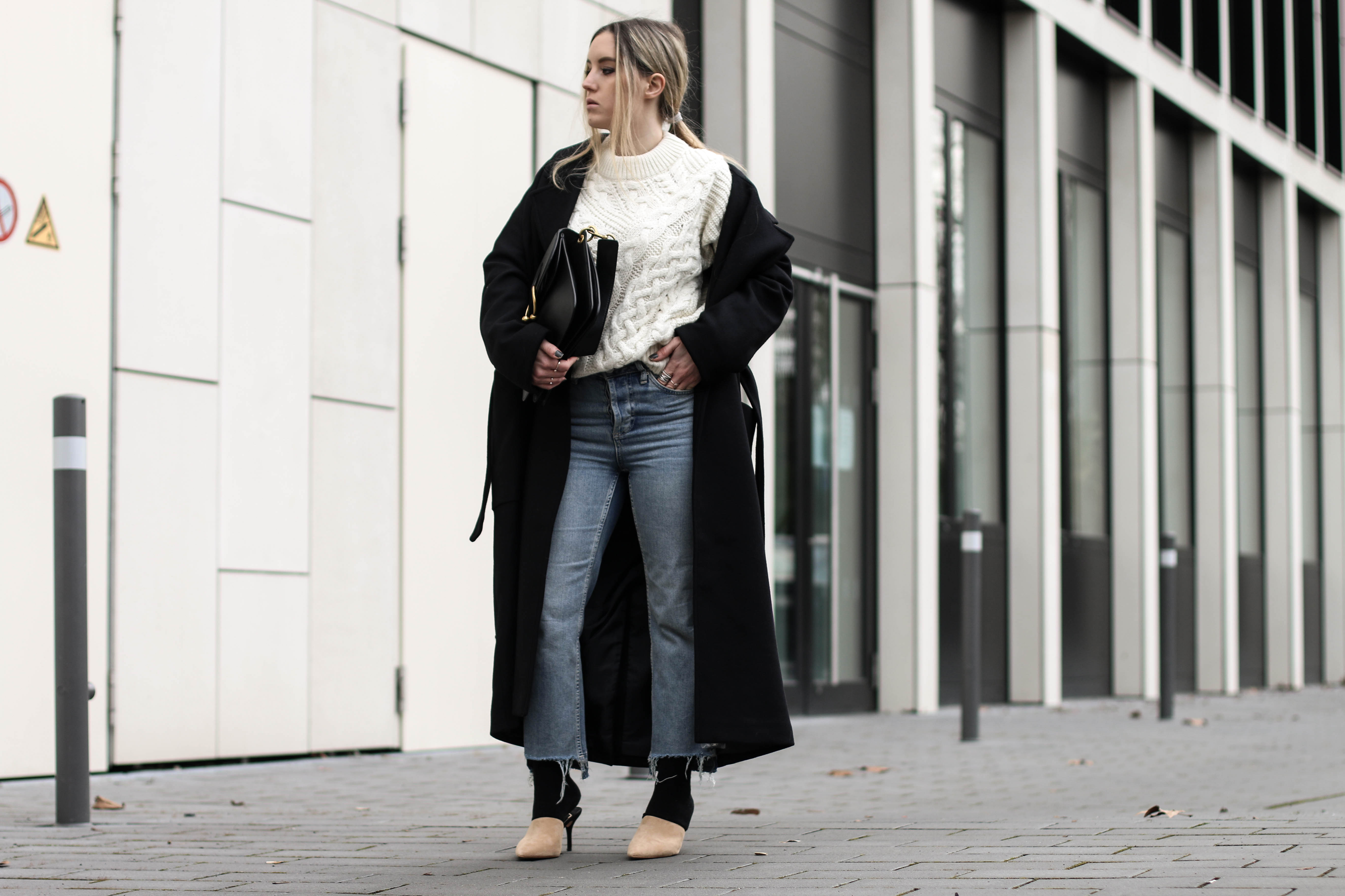 Maxi Coat Edited Style Inspiration mom jeans mules